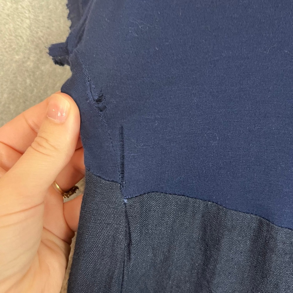 Hannoh Wessel Dallas Voile Check Dress Womens 40 100% Linen Navy Italy - Picture 8 of 12